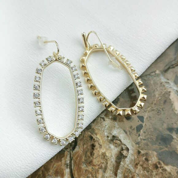 Kendra Scott Gold Elle Open Frame Crystal Drop Earrings - Picture 3 of 3